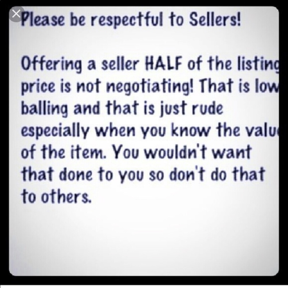 Please be mindful! We have fees for selling too